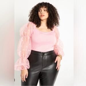 Eloquii Pink Sheer Puff Sleeve Top NWT Size 18/20